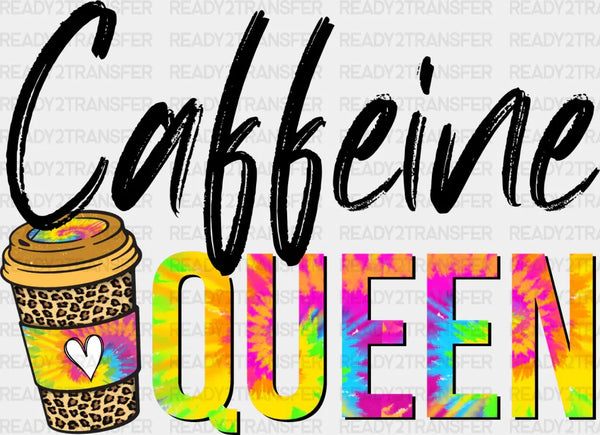 Caffeine Queen Colorful Design - Coffee Iron On DTF Transfer