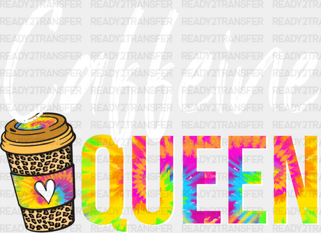 Caffeine Queen Colorful Design - Coffee Iron On Dtf Transfer Adult Unisex S & M (10’’) / Light