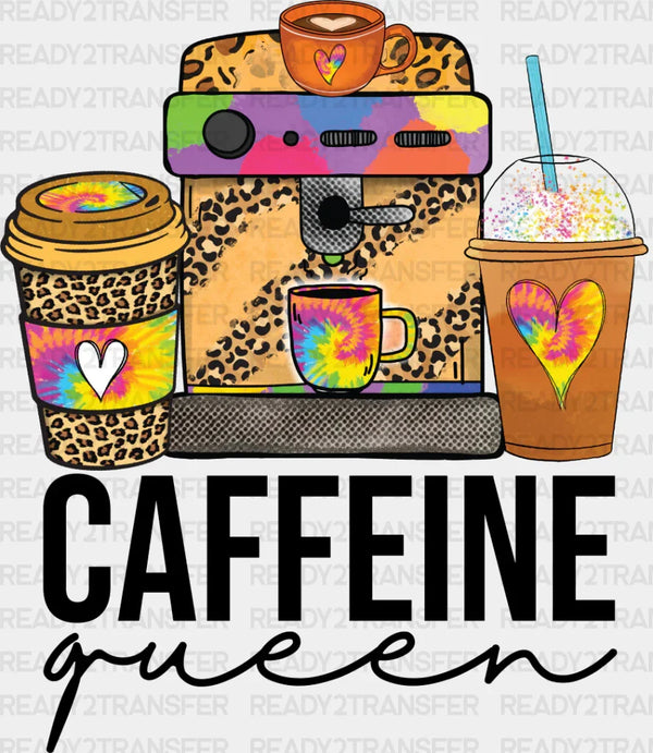 Caffeine Queen Leopard Print Design - Coffee Iron On DTF Transfer