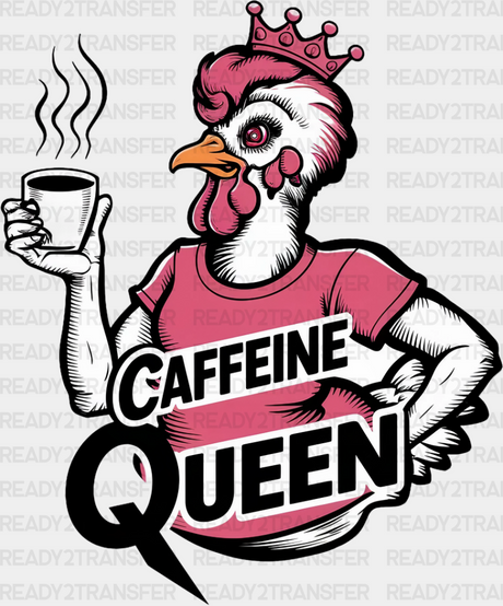 Caffeine Queen Pink Design - Coffee Dtf Transfer Adult Unisex S & M (10’’) / Dark Color (See