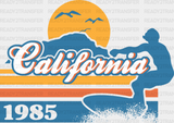 California 1985 Surfing Summer Dtf Transfer Adult Unisex - S & M (10’) / Black