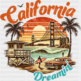 California Dreamin' - Surfing DTF Transfers ready2transfer Dark Color Design (See Imaging)