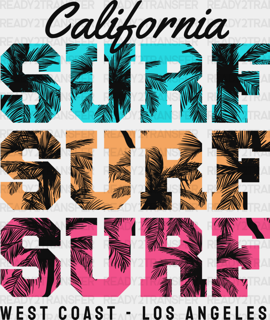 California Surf West Coast - Surfing Dtf Heat Transfer