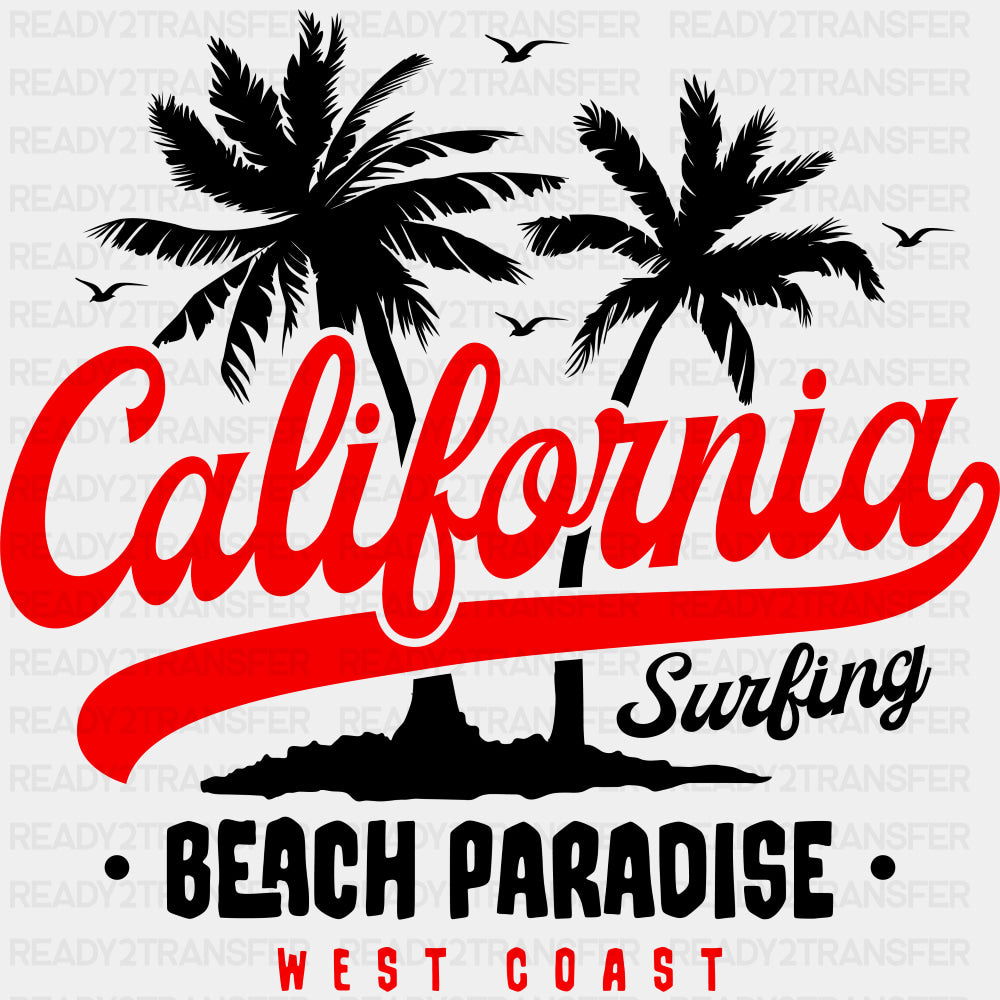 California Surfing, Beach Paradise - Surfing DTF Transfers ready2transfer Dark Color Design (See Imaging)