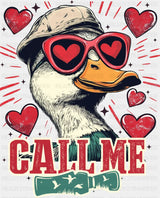 Call Me Sunglasses Duck Hearts - Valentine’s Day DTF Transfer
