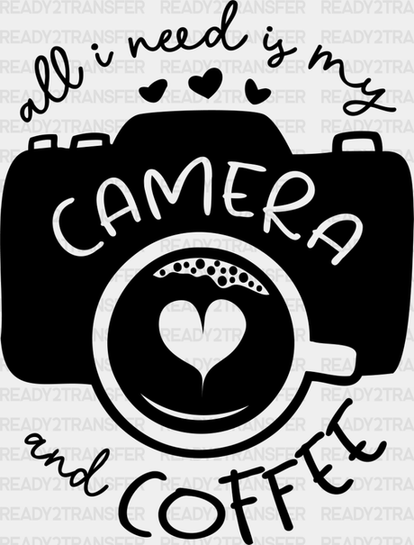 Camera And Coffee - Photography Dtf Heat Transfer Adult Unisex S & M (10’’) / Dark Color Design