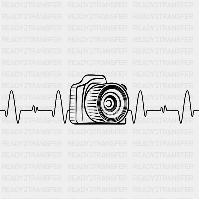 Camera & ECG Line Design - Photography DTF Transfers ready2transfer Dark Color Design (See Imaging)