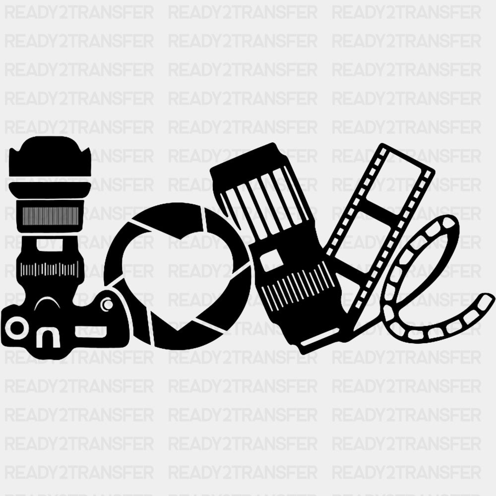 Camera, Shutter, Lens, Film - Photography DTF Transfers ready2transfer Dark Color Design (See Imaging)