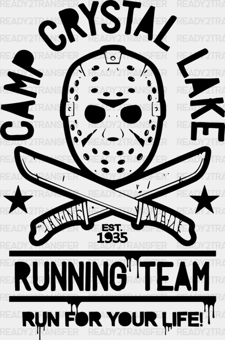 Camp Crystal Lake - Halloween Dtf Transfer Adult Unisex S & M (10’’) / Dark Color Design (See