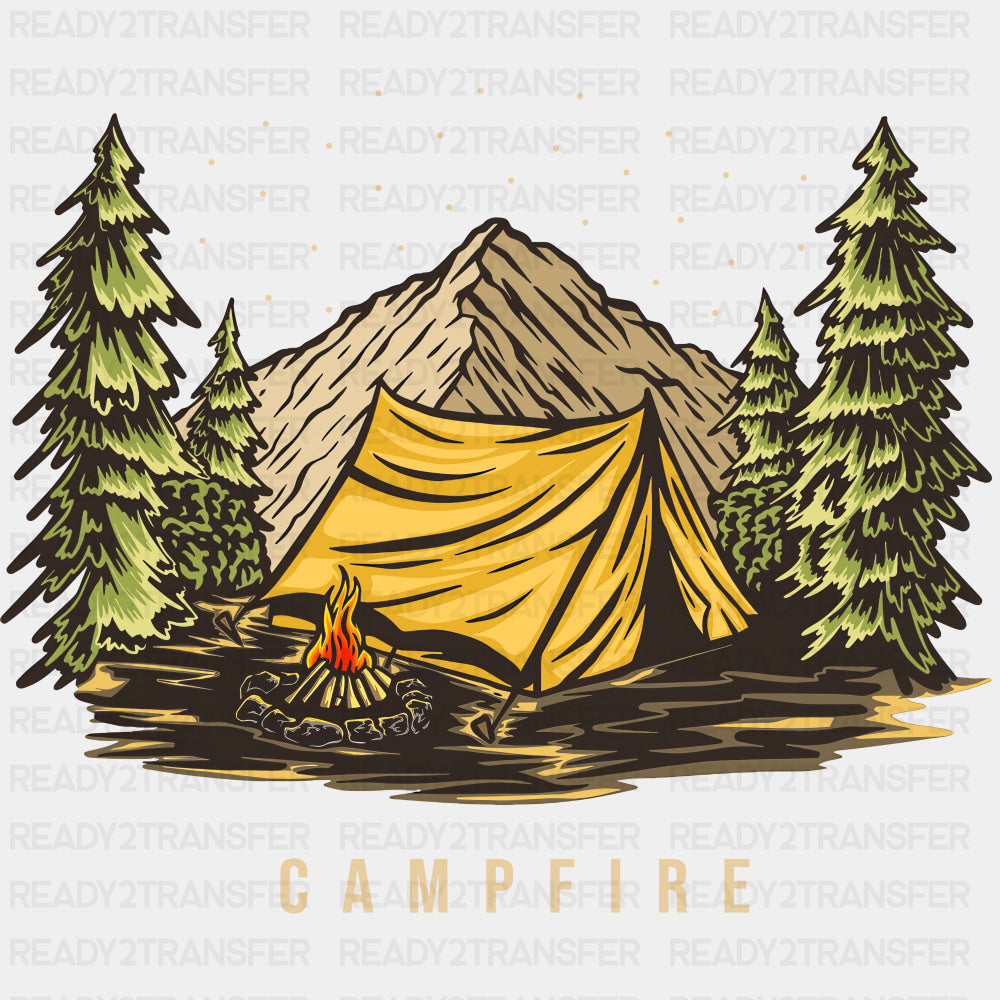 Campfire - Hiking DTF Transfers ready2transfer Dark Color Design (See Imaging)