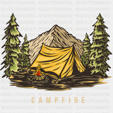 Campfire - Hiking DTF Transfers ready2transfer Dark Color Design (See Imaging)