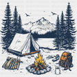Camping Illustration - Camping DTF Transfers - Adult Unisex - S & M (10’’) / Dark Color Design (See Imaging)