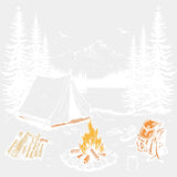 Camping Illustration - Camping DTF Transfers - Adult Unisex - S & M (10’’) / Light Color Design (See Imaging)