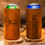 Custom Engraved Leather Can Holder
