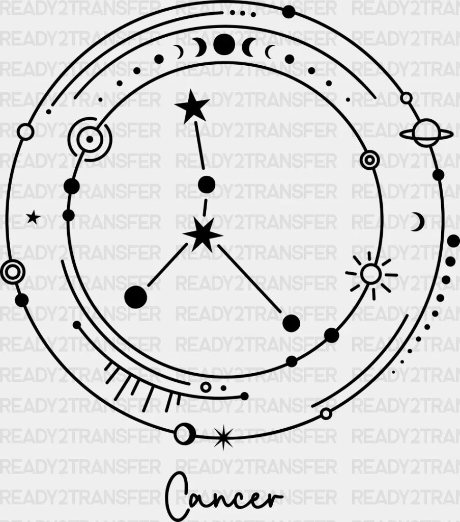 Cancer Constellation Design - Zodiac Dtf Transfer Adult Unisex S & M (10’’) / Dark Color (See