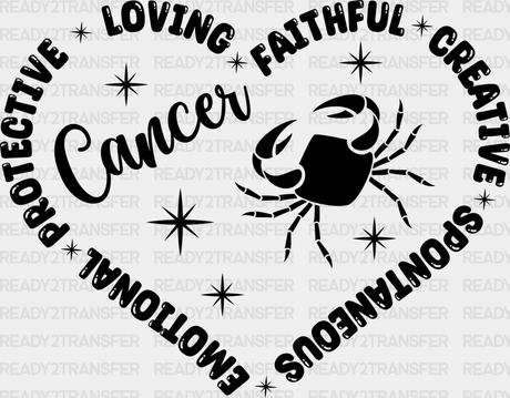 Cancer Heart Design - Zodiacs & Horoscopes Dtf Heat Transfer Adult Unisex S M (10’’) / Dark