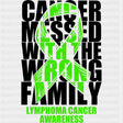 Cancer Messed With The Wrong Family B&W - Lymphoma DTF Transfers ready2transfer Dark Color Design (See Imaging)