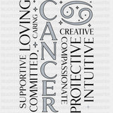 Cancer Qualities Gray - Zodiacs & Horoscopes DTF Transfers - Adult Unisex - S & M (10’’) / Dark Color Design (See