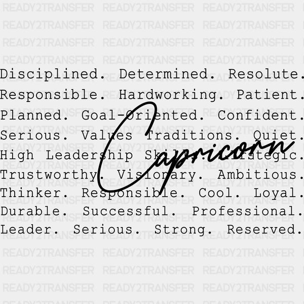 Capricorn B&W - Zodiacs & Horoscopes DTF Transfers