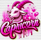 Capricorn Blue And Pink - Zodiacs & Horoscopes Dtf Transfer Adult Unisex S M (10’’) / Color