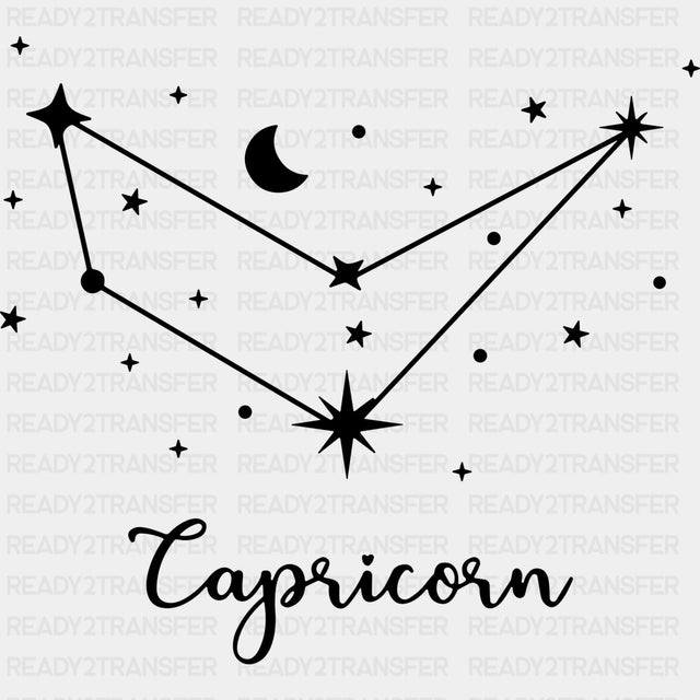 Capricorn Constellations - Zodiacs & Horoscopes DTF Transfers - Adult Unisex - S & M (10’’) / Dark Color Design (See