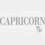 Capricorn Qualities Gray Horizontal - Zodiacs & Horoscopes DTF Transfers - Adult Unisex - S & M (10’’) / Light Color