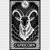 Capricorn Tarot Card - Zodiacs & Horoscopes DTF Transfers - Adult Unisex - S & M (10’’) / Dark Color Design (See