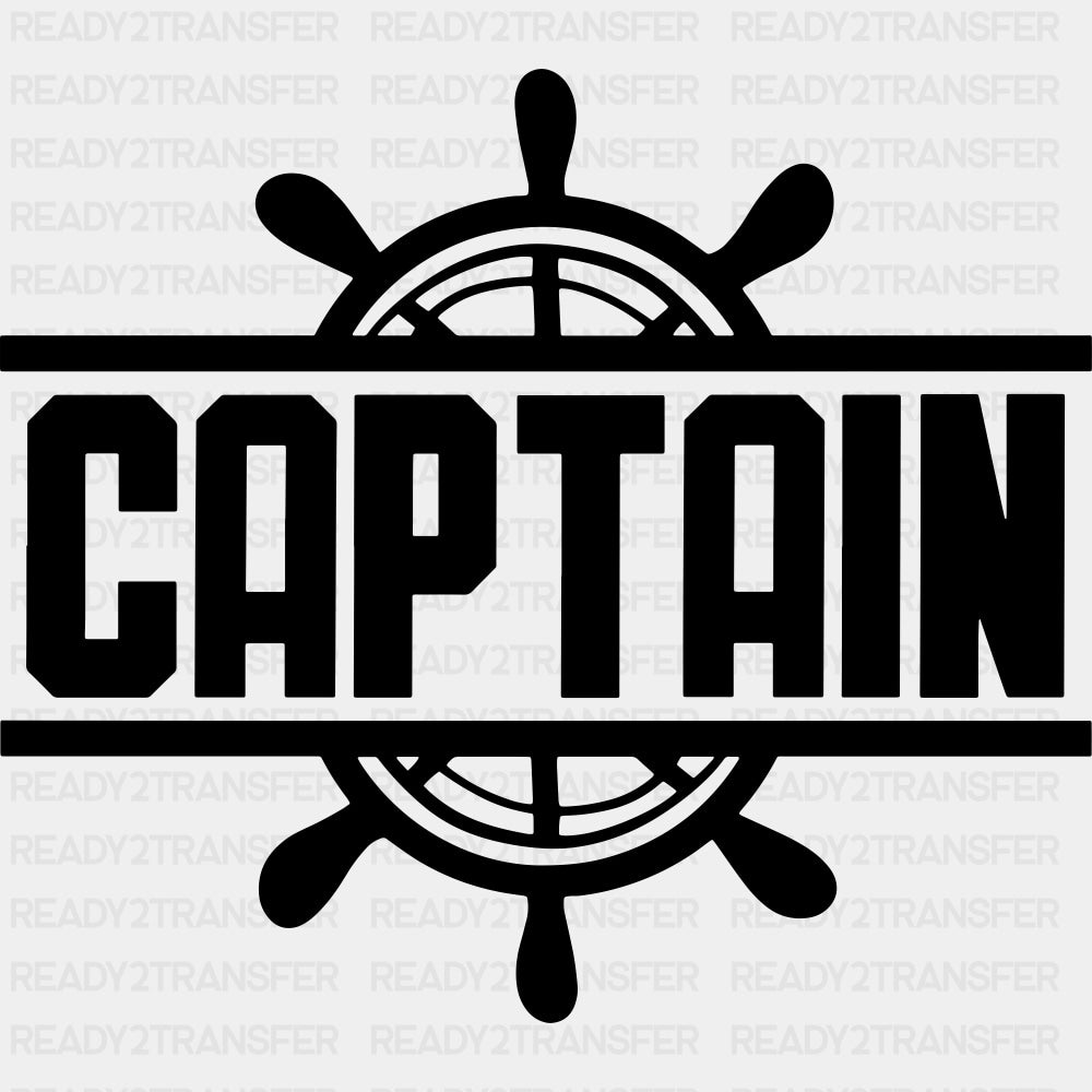 Captain Ship Helm - Boating DTF Transfers ready2transfer Dark Color Design (See Imaging)