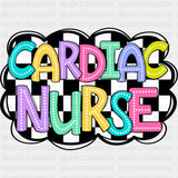 Cardiac Nurse Checkered Design - Cardiac Nurse DTF Transfers ready2transfer Dark Color Design (See Imaging)