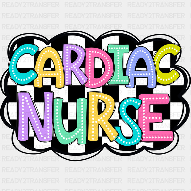 Cardiac Nurse Checkered Design - Cardiac Nurse DTF Transfers ready2transfer Dark Color Design (See Imaging)