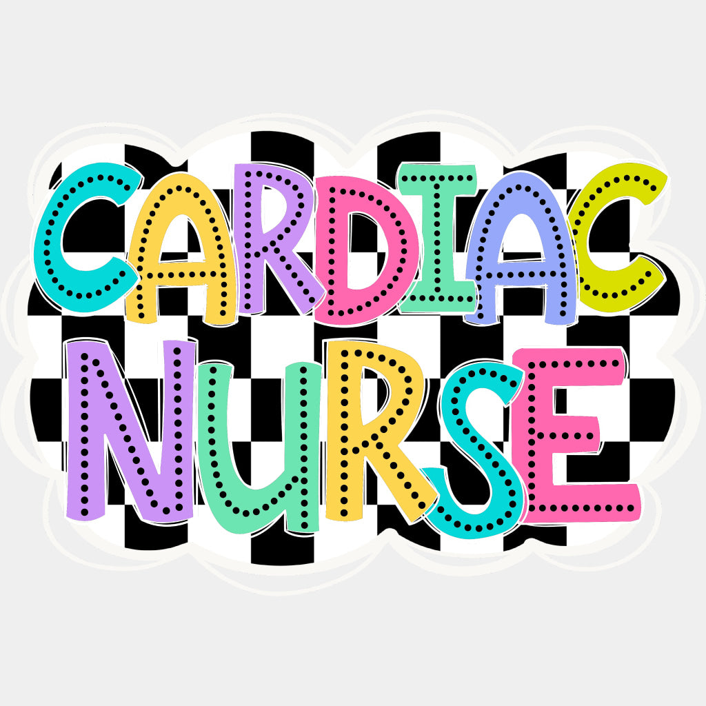 Cardiac Nurse Checkered Design - Cardiac Nurse DTF Transfers ready2transfer Light Color Design (See Imaging)