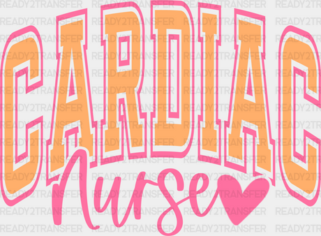 Cardiac Nurse Heart Design - Heat Transfer Adult Unisex S & M (10’’) / Orange-Pink