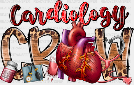 Cardiology Crew Heart Design - Cardiac Nurse Dtf Transfers