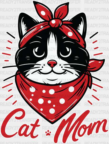 Cat And Mom Red Design - Cats Iron On Dtf Transfer