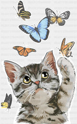 Cat Catching Butterflies - Cats DTF Transfer