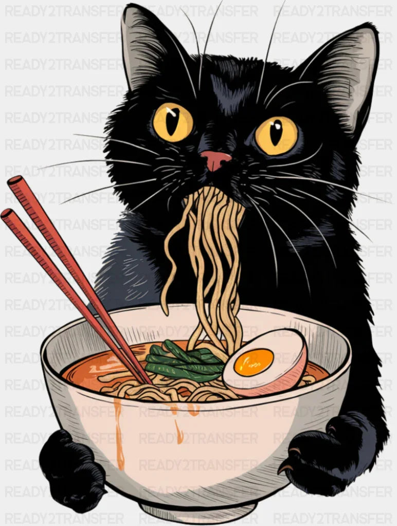 Cat Eating Ramen - Cats DTF Transfer ready2transfer