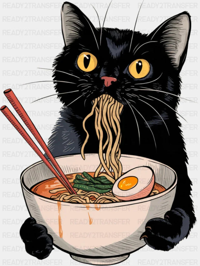 Cat Eating Ramen - Cats DTF Transfer ready2transfer