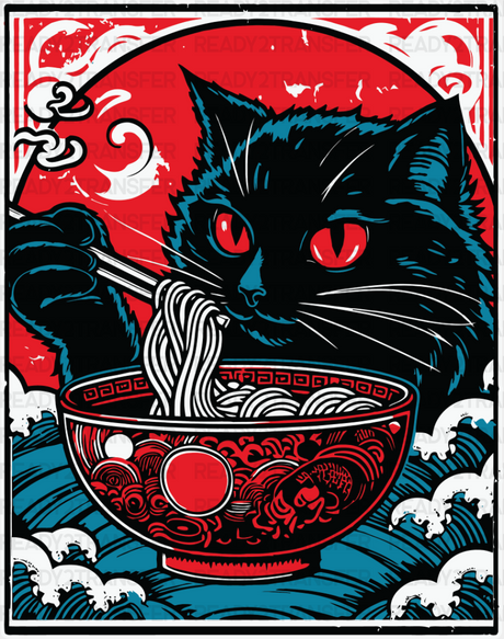 Cat Eating Ramen - Cats Iron On Dtf Transfer