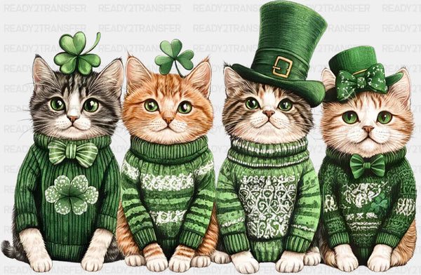 Cat Green Turtlenecks - St. Patrick's Day DTF Transfer