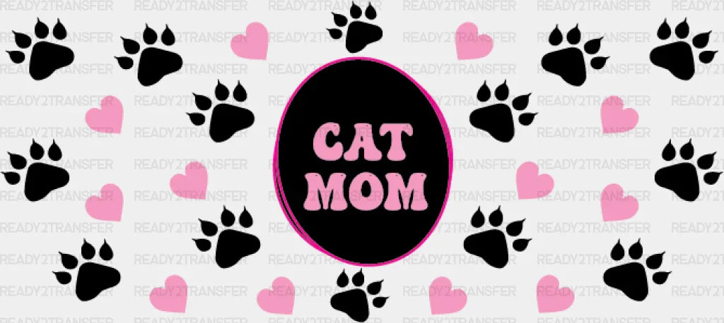Cat Mom Circular Design - Pets Cup Wrap Uv Sticker Permanent Dtf Decal