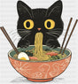 Cat Ramen Bowl - Cats DTF Transfer Adult Unisex - S & M (10’’) / Dark Color Design (See Imaging)