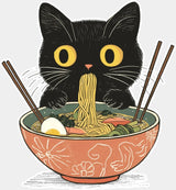 Cat Ramen Bowl - Cats DTF Transfer Adult Unisex - S & M (10’’) / Light Color Design (See Imaging)