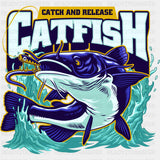 Catch And Release, Purple Catfish - Fishing DTF Transfers ready2transfer