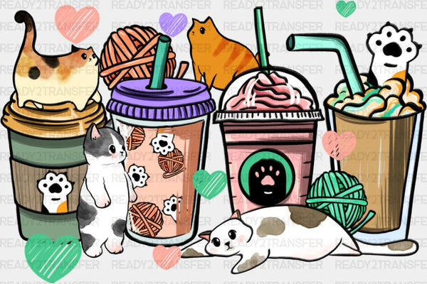 Cats And Drinks - Cat DTF Transfer