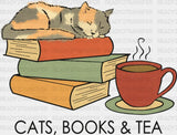 Cats Book Tea Dtf Transfer