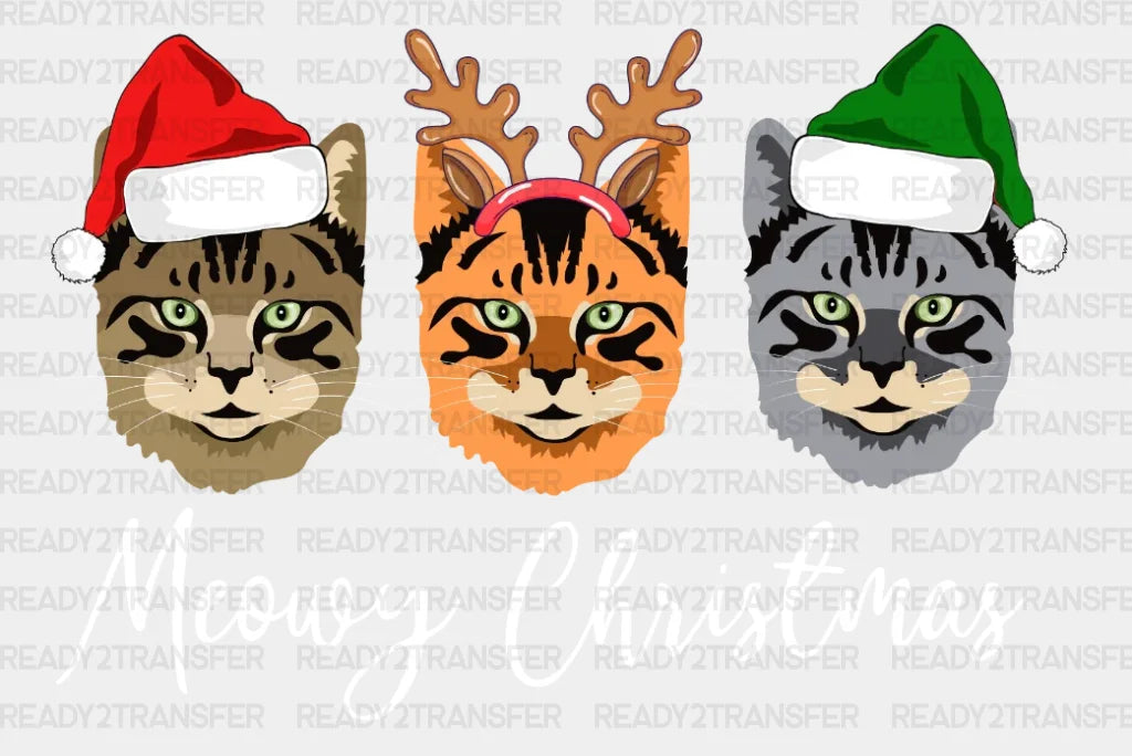 Cats Merry Christmas Dtf Transfer