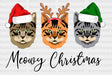 Cats Merry Christmas Dtf Transfer