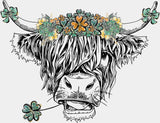 Cattle Clover B&W Design - St. Patrick’s Day DTF Transfer Adult Unisex - S & M (10’’) / Light Color Design (See Imaging)