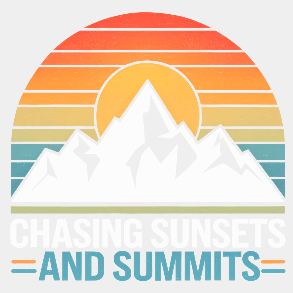 Chasing Sunsets And Summits - Hiking DTF Transfers ready2transfer Light Color Design (See Imaging)