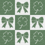 Checker Board Clovers And Ribbons - St. Patrick’s Day DTF Transfer Adult Unisex - S & M (10’’) / Green Color Design